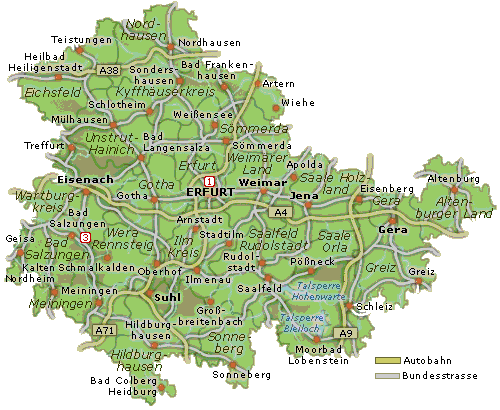 Karte von Thüringen